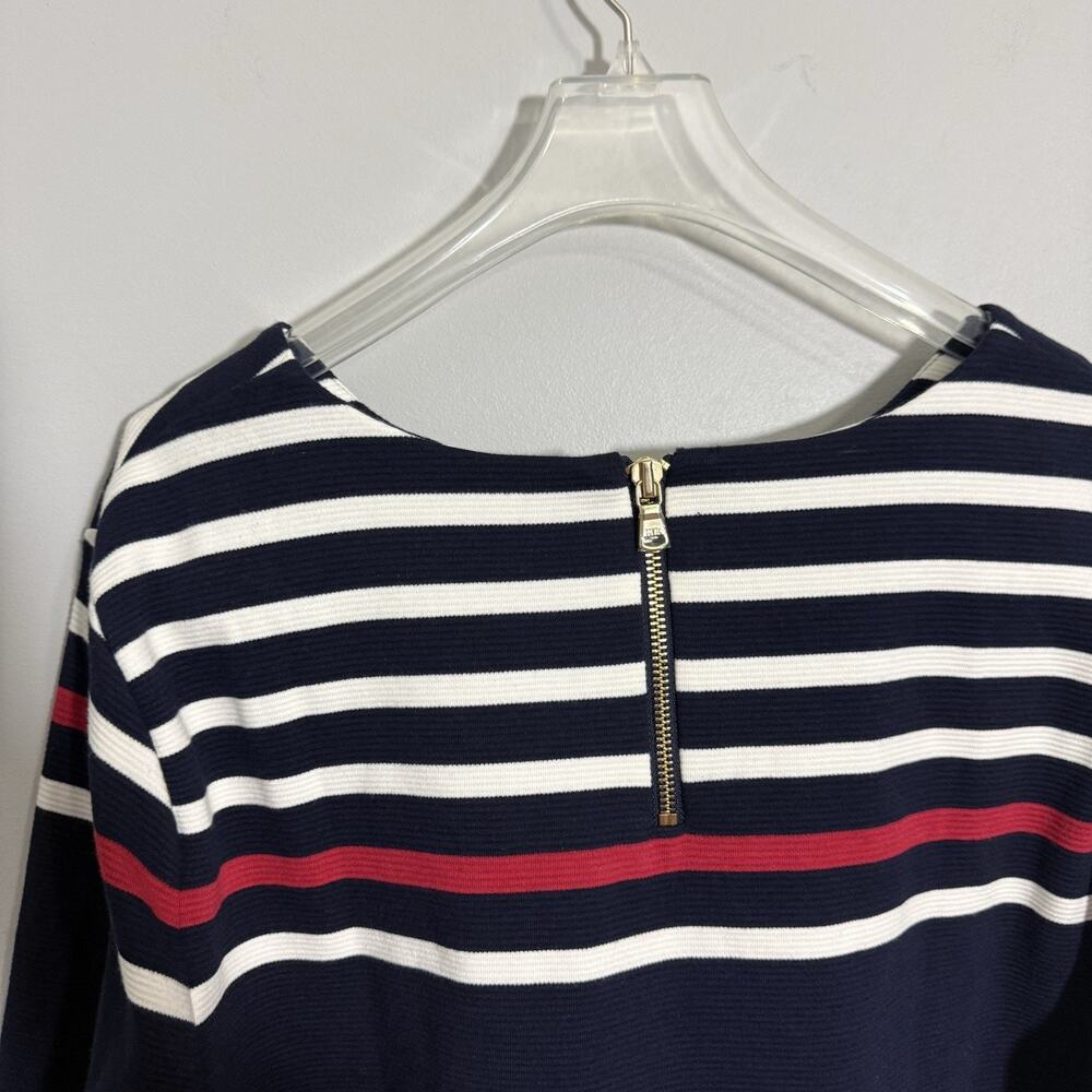 Talbots Navy Blue White Stripe Ballet Neck 3/4 Sleeves Top XL Coastal New - Picture 4 of 5